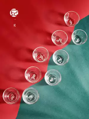 Hand-blown thickened heat-resistant glass tea cup Tea cup Buddha hand pattern transparent Kung Fu master cup Cultural and creative tea set