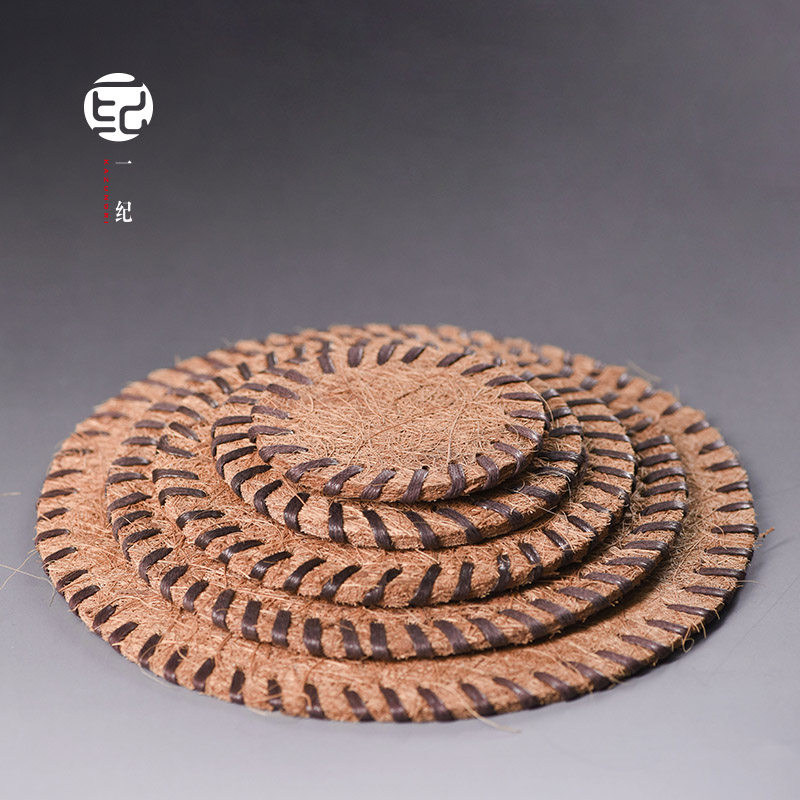 Pure Handmade Mane Hair Specialty Natural Coconut Palm Cup Cushion Cup tea tray Creative woven thermal insulation mat Mat Tea Tract Accessories