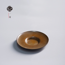 Japanese handmade round retro copper coaster non-slip anti-scalding tea tray cup holder kung fu tea mat tea accessories