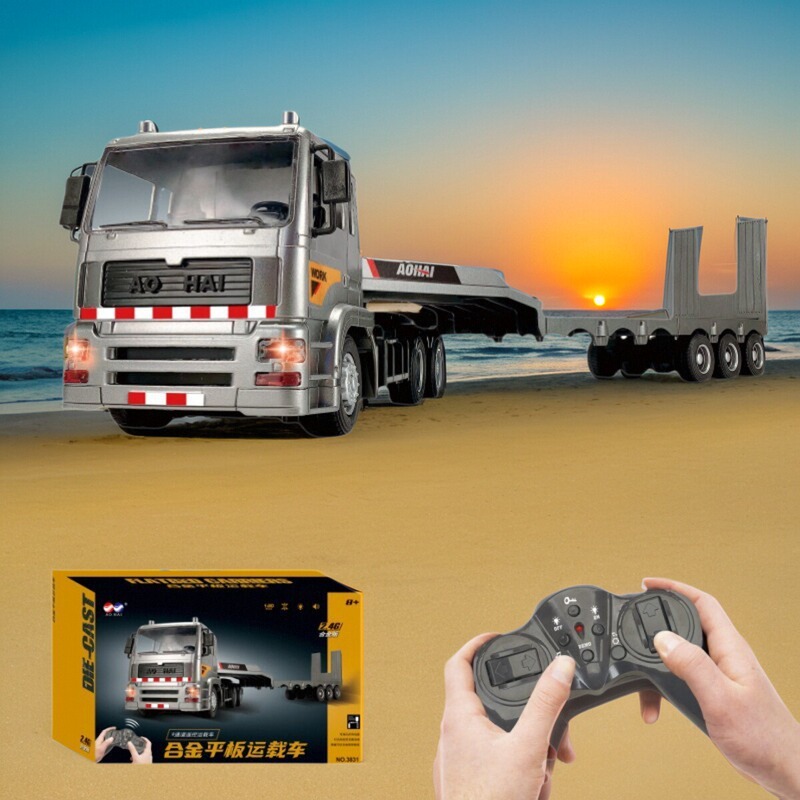 Baikewang Remote Control Heavy-Duty Large Truck Transport Vehicle Model Children's Engineering Vehicle Boy Toy Semi-Trailer