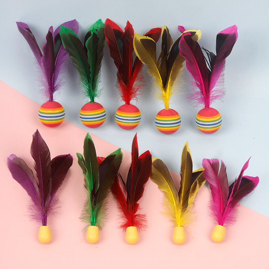 三毛球板羽球大球 高弹三毛球 板羽球拍用球10个装毽子球羽拍球