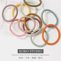 Telephone line hair ring female fine section woman without mark head rope net red brief about leather cover with hair rubber band hair rope head ornament