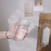 Vertical Textured Glass glass Buy a gig a water glass minimalist freshener Department of water glass cup transparent Euro style