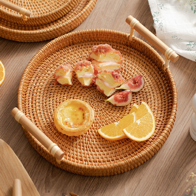Fried Food Dishes Bamboo chic Zero Dish Breakfast Day Style Rattan buns Steamed Bread Basket Fruit Tray Woven Basket Bread Basket