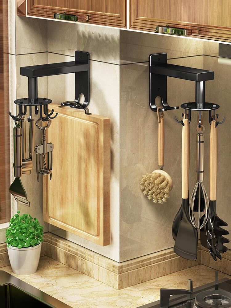 Kitchen wall-mounted boiler Scoop Spoon Rack Kitchenware Containing Layer Rack Free of stiletto swivel hooks Hanging Rod shelving shelving