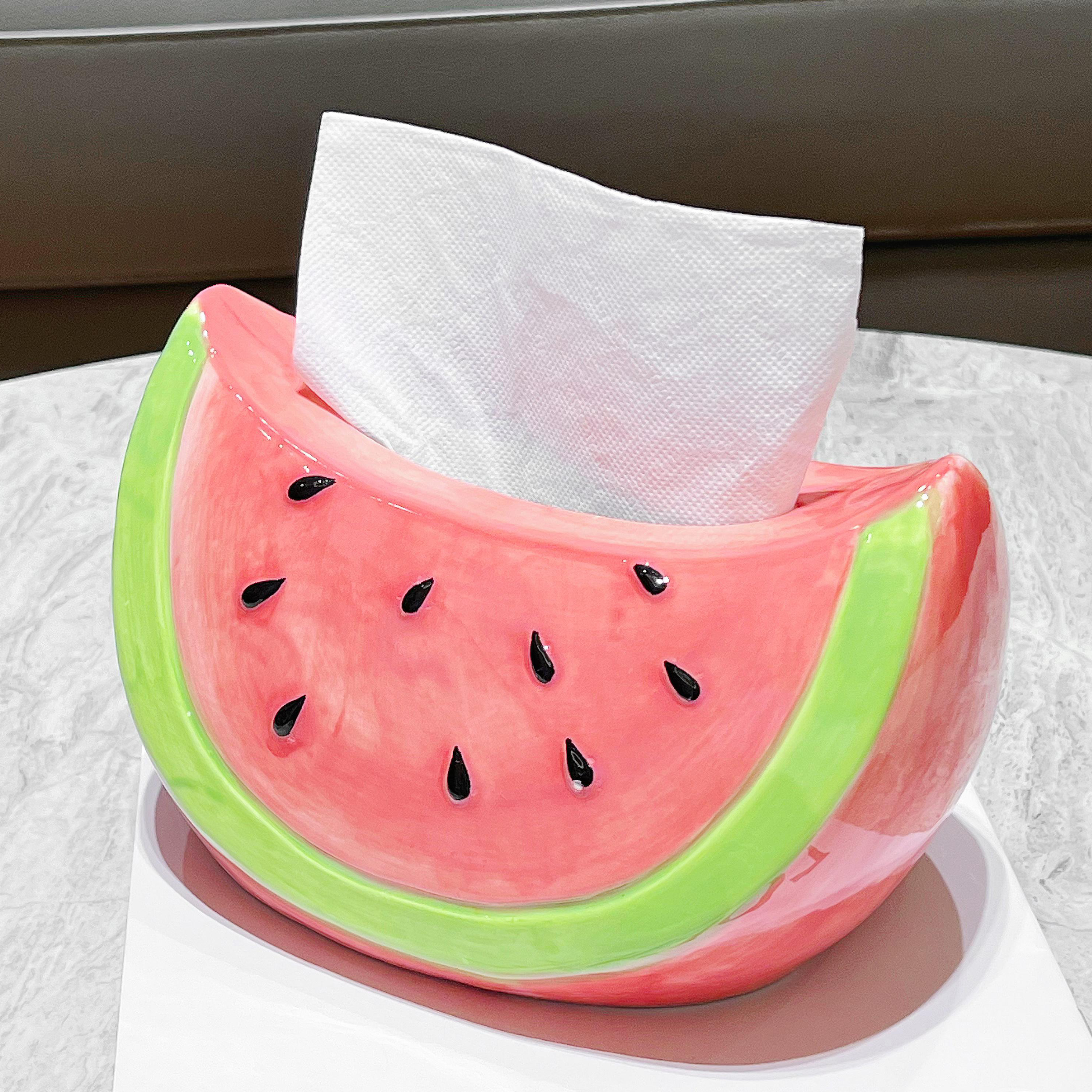 漫画スイカティッシュボックスホームリビングルームコーヒーテーブルデスクトップクリエイティブ高級装飾ティッシュボックスナプキンボックス