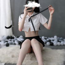 Sexy lingerie small chest X-ray transparent one-piece three-point cat girl sailor suit uniform temptation passion suit