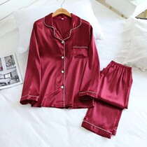 Spring and Autumn Pajamas Womens Summer Ice Silk Thin Silk Cute Sweet Size Loose Home Clothes Two Piece Set Summer