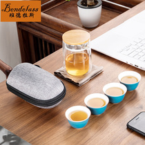 Travel Kung Fu tea set Portable small set Quick cup one pot four cups outdoor tea making modern glass tea set