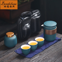 Portable ceramic quick cup one pot three cups travel Kung Fu tea set outdoor car simple small tea set practical