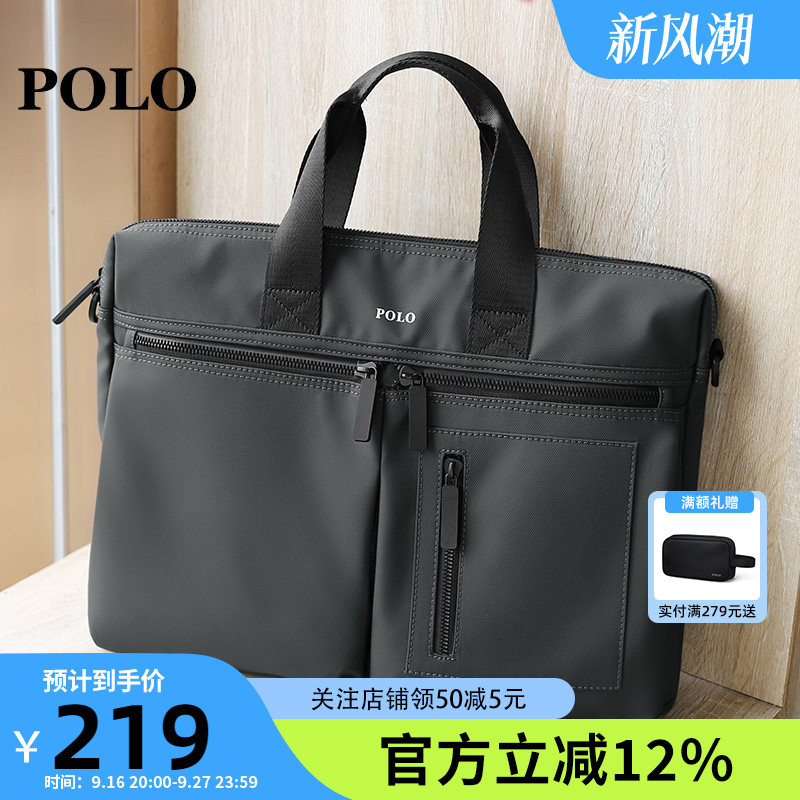 Polo Computer Bag Men's Bag 15inch Business Large-Capacity Briefcase Men's Shoulder Bag Horizontal Zipper Handbag Canvas Polo Computer Bag Men's Bag 15inch Business Large-Capacity Briefcase Men's Shoulder Bag Horizontal Zipper Handbag Canvas