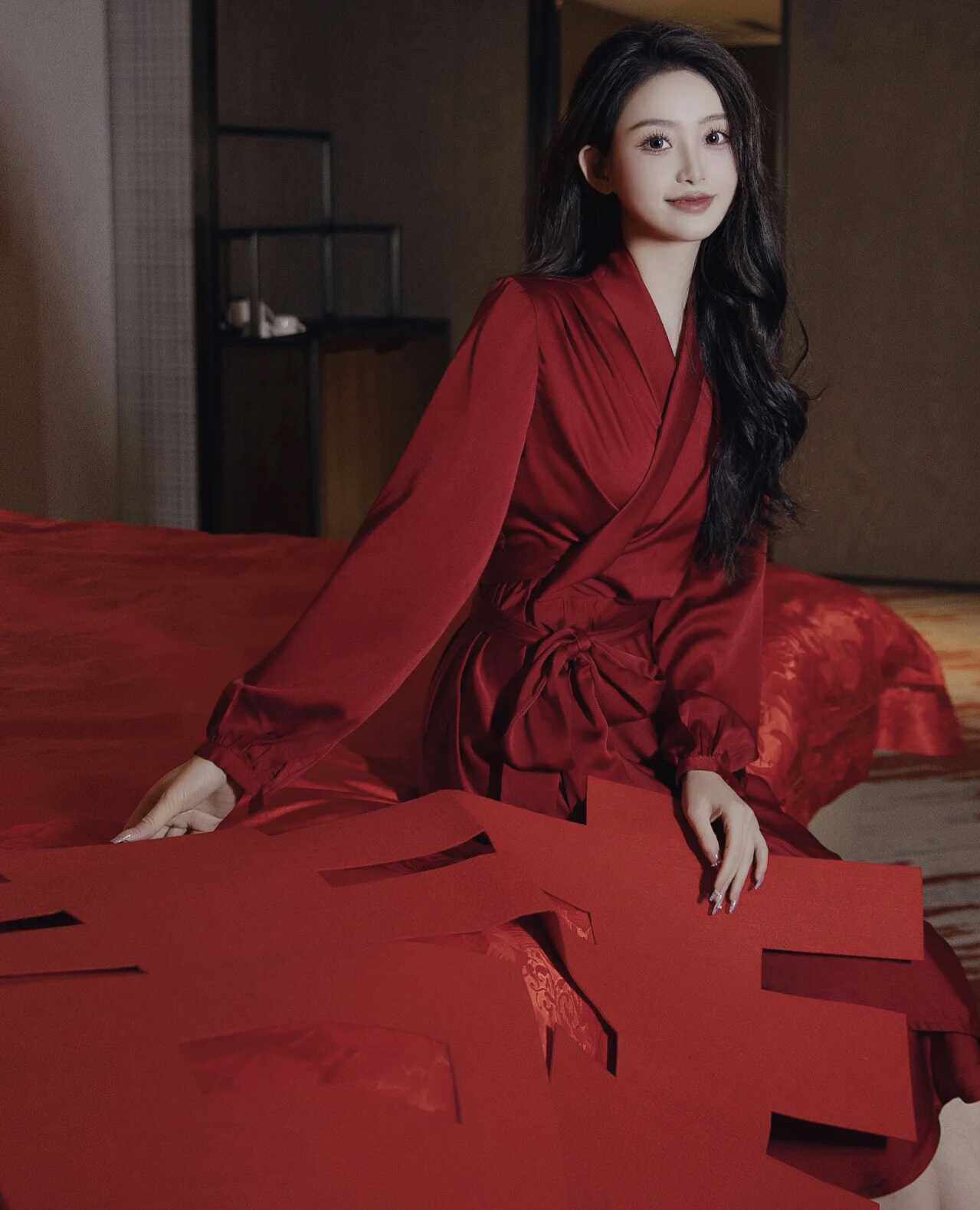 红色晨袍女新娘高级感结婚伴娘睡衣婚礼冰丝睡袍女新中式大码婚袍，让你成为婚礼焦点！-睡袍-淘宝好物网