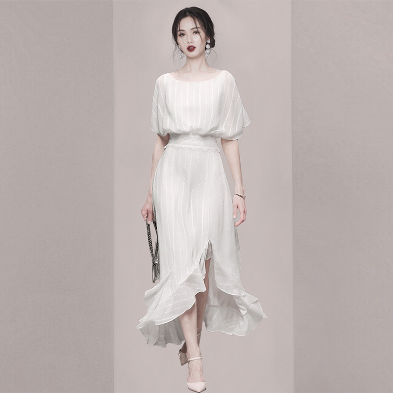 French long style gentle wind chiffon dress women 2022 summer new design sense niche temperament women's skirt