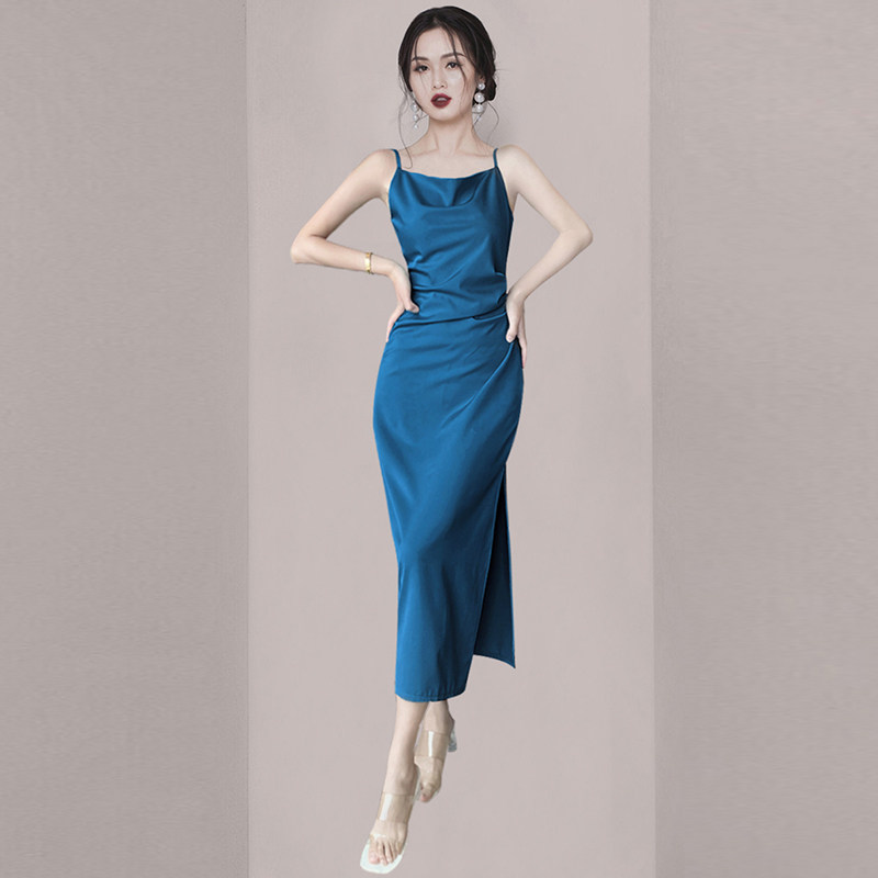 The temperament of famous Yuan hangs a word shoulder dress in 2022 new sister wind repair bag dress dress