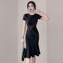 Brother-in-law light-cooked ethos high-end one-piece dress 2022 Summer new body style name Yuanyuan Hip Skirt Woman Dress