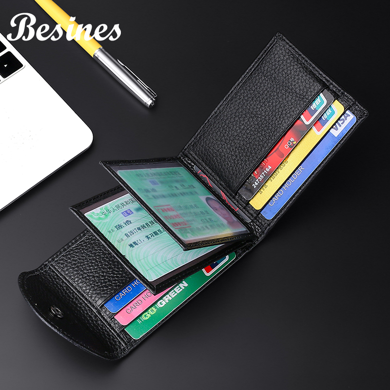 Business Genuine Leather Male Documents Card Bag Theft Protection Brush Anti-Magnetic Small Card Clip Large Capacity Card Bag Multi-Position Card Sleeve