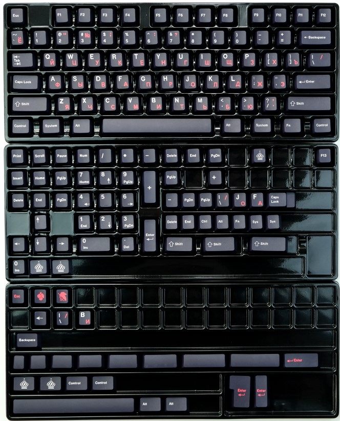 1 Set GMK WOB Red Cyrillic Keycaps PBT Dye Subbed Keycap Black Red