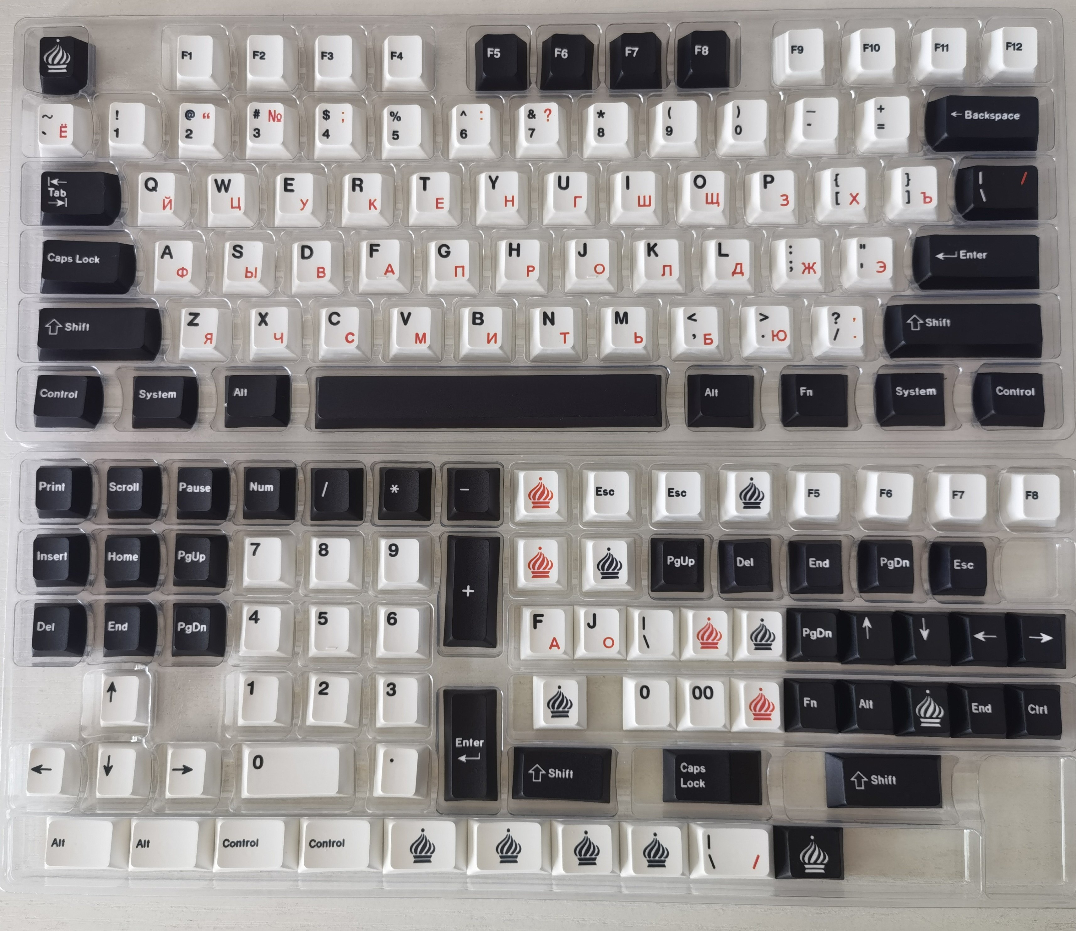 1 Set GMK WOB Red Cyrillic Keycaps PBT Dye Subbed Keycap Black Red