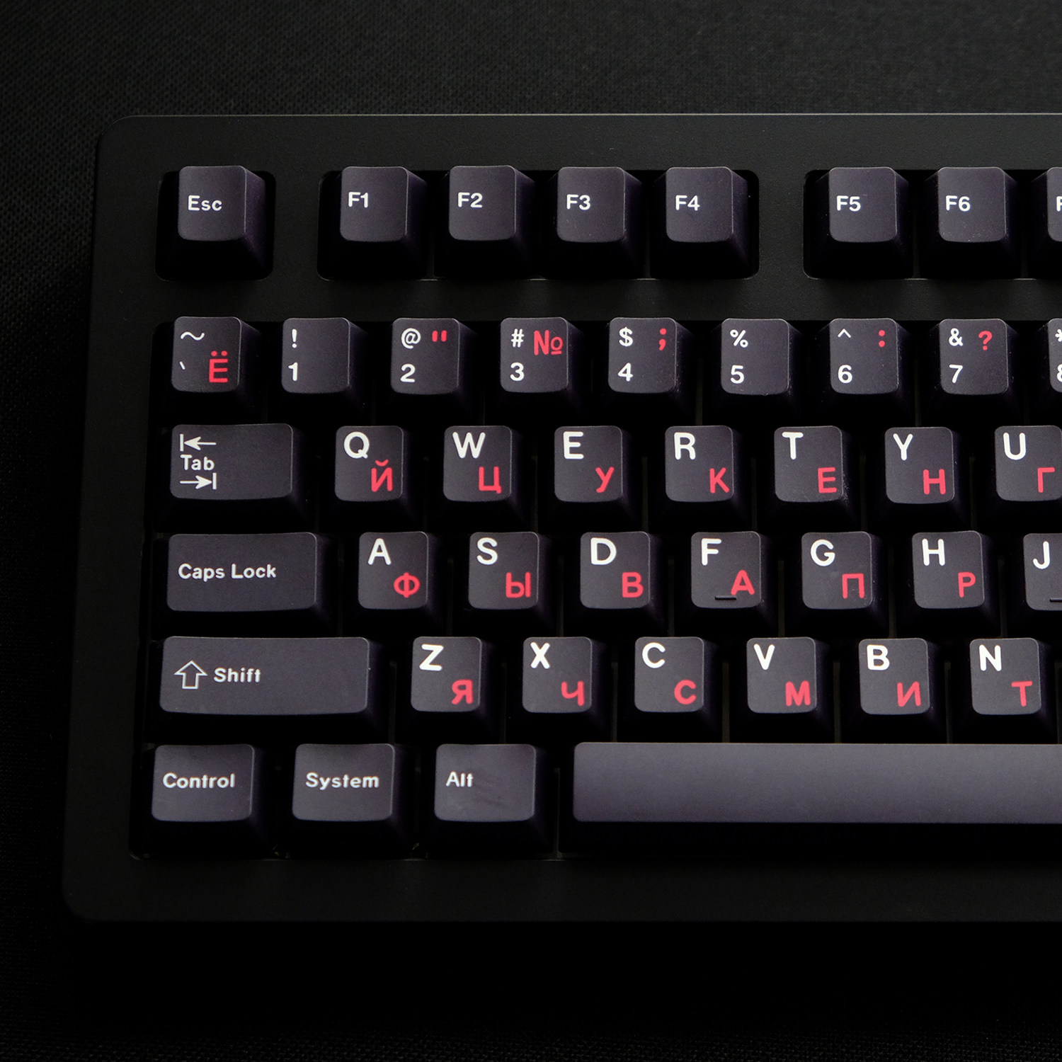 1 Set GMK WOB Red Cyrillic Keycaps PBT Dye Subbed Keycap Black Red