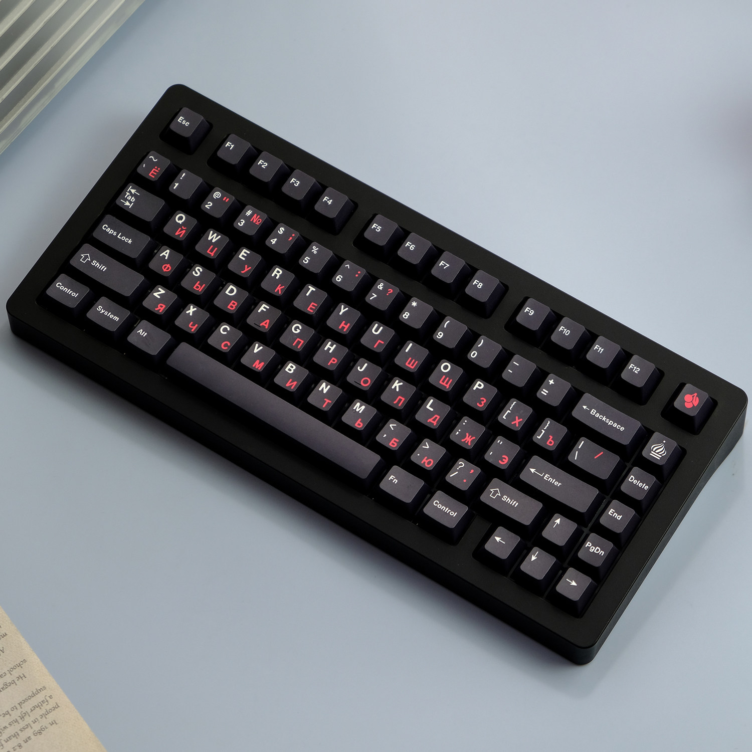 1 Set GMK WOB Red Cyrillic Keycaps PBT Dye Subbed Keycap Black Red