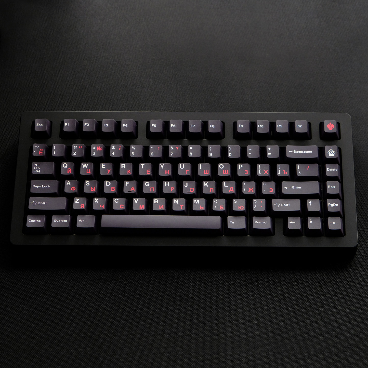 1 Set GMK WOB Red Cyrillic Keycaps PBT Dye Subbed Keycap Black Red