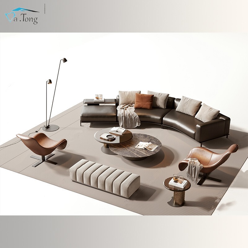 Hotel Lobby Reception Area Sofa, Sales Office Model Room Lobby Coffee Table Set, Beauty Salon Living Room Curved Sofa