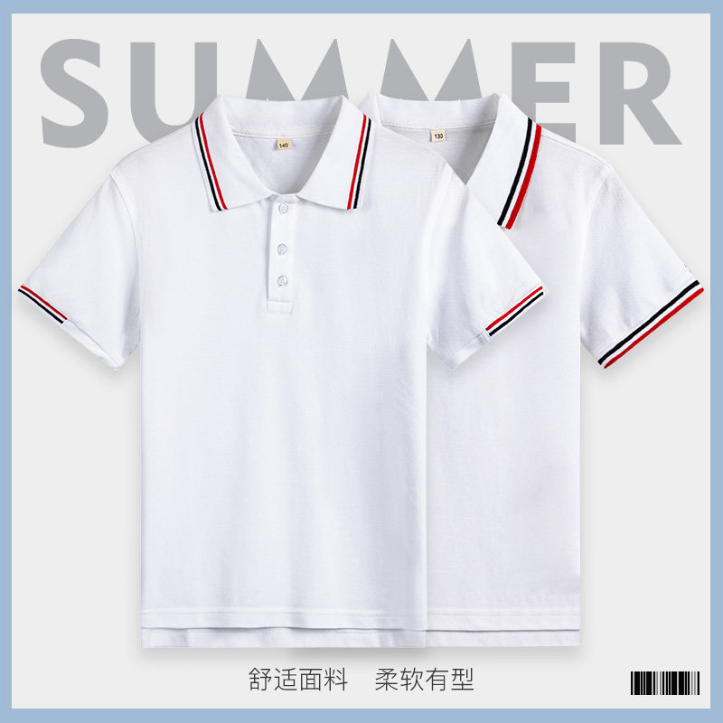 Stanson Children's Short - Sleeve Polo Shirt White T - shirt for boys and girls garden suit English style elementary school uniform summer dress