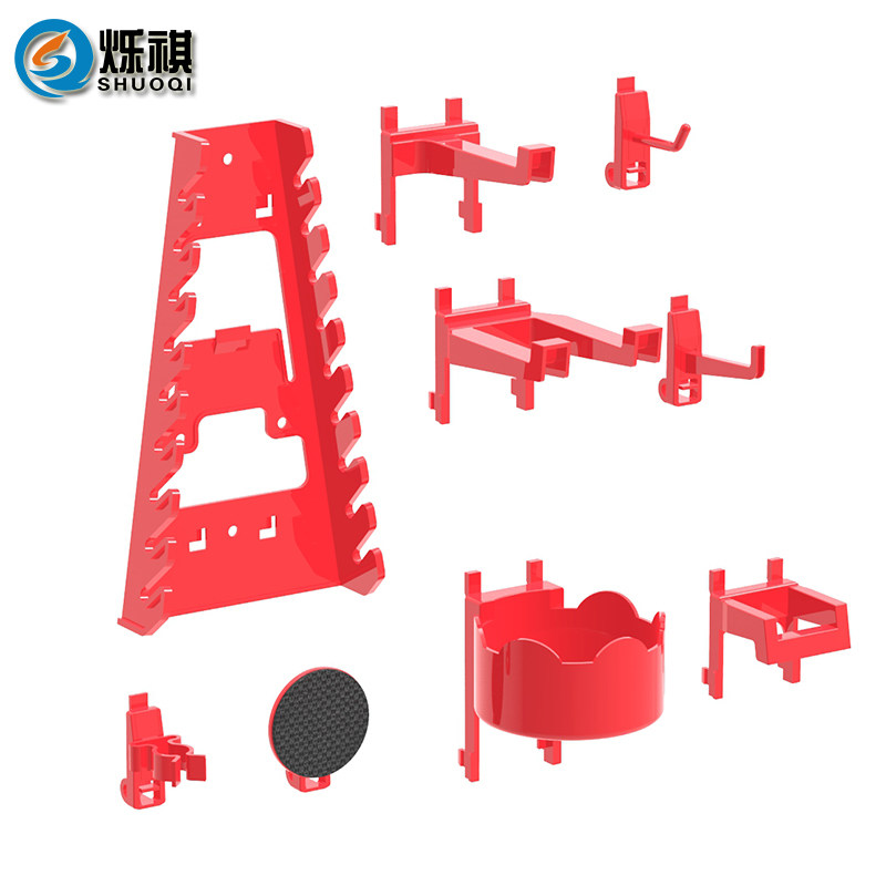 Square Hardware Tools Handling Plastic Linked on Wall Cave Panel Anti-Loop ABS Red Plastic Hook