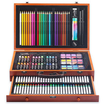 Direct selling 142 pieces wooden box childrens painting set oil pastel crayon pencil professional art supplies brush set