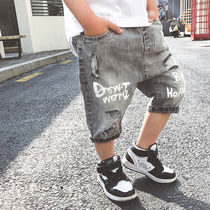 Children Casual Breaking Hole Jeans Thin summer Boys baby boy 70% mid pants summer clothes outside wearing shorts pants