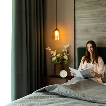 Nordic curtain solid color simple modern bedroom bay window full shading thickened cotton and linen curtain fabric finished living room partition