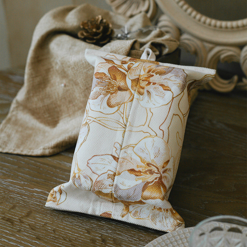 French romantic tissue pack storage fabric paper towel cover light luxury retro creative waterproof car home office