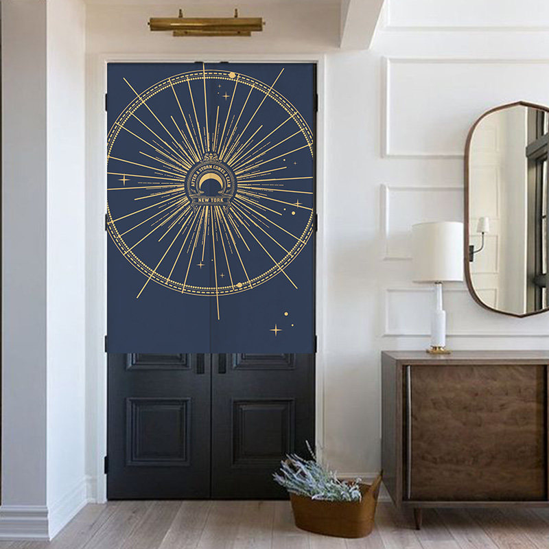 Xingyue printed gold European-style fabric door curtain cotton linen curtain bedroom powder room partition curtain custom home kitchen curtain