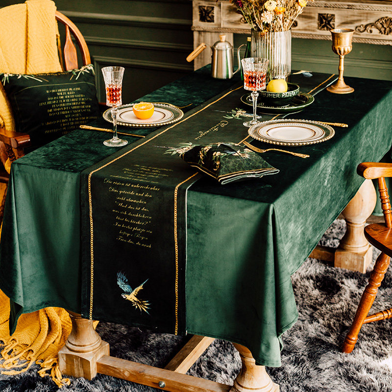 Ink green American retro fabric Waterproof Table Flag Home Living Room Table Flag Cloth Table Towels STRIP TV CABINET BUTHICK