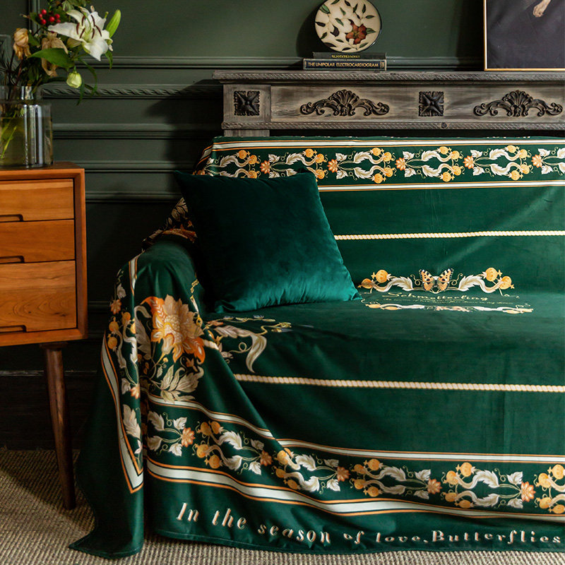 Flowers American Ink Green Sofa Towels Nordic Sand Release Sofa Mat Brief Sofa Cover Sofa Cushion Cover Cloth Cover