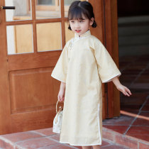 Full placket silk hemmed childrens cheongsam for women summer republic of China style republic of China dress for girls summer nvbao