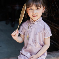 Full-front childrens cheongsam for girls summer Republic of China style Republic of China clothing girls summer girls Chinese style