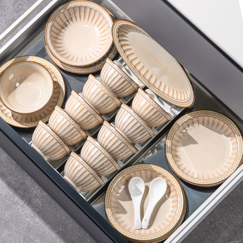 Underglaze Color Bowl and Plate Set, Household 2026 New Model, Wabi-Sabi Style, Vintage High Aesthetic Ceramic Tableware Set Underglaze Color Bowl and Plate Set, Household 2026 New Model, Wabi-Sabi Style, Vintage High Aesthetic Ceramic Tableware Set