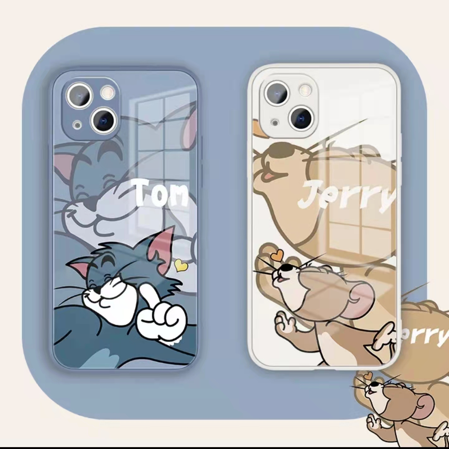 New Anime Apple 13promax mobile phone protective shell cartoon glass all-inclusive for iPhone12 cute couple models