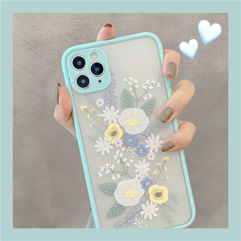 Small fresh flowers Apple 13promax mobile phone protective case silicone lens all-inclusive suitable for iPhone12 net red female models