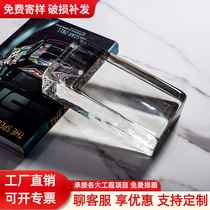 Transparent ultra white hot melt square ice pattern glass brick bathroom partition wall solid crystal frosted brick landscape wall