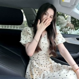 Летнее платье, корсет, длинная юбка, подходит для подростков, французский стиль, V-образный вырез, премиум класс