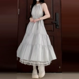 Синяя цветная летняя длинная юбка без рукавов, эффект подтяжки, подходит для подростков, премиум класс