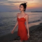 Красное летнее платье, мини-юбка, цветочный принт, подходит для подростков