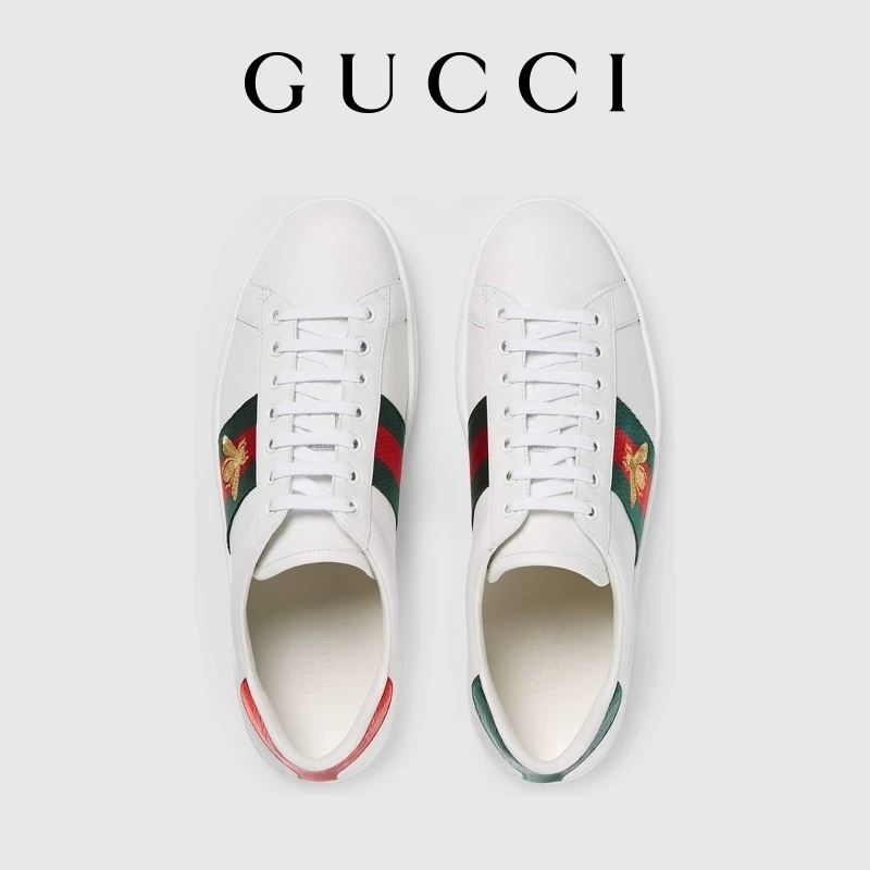 Gucci, спортивные белые туфли, с вышивкой