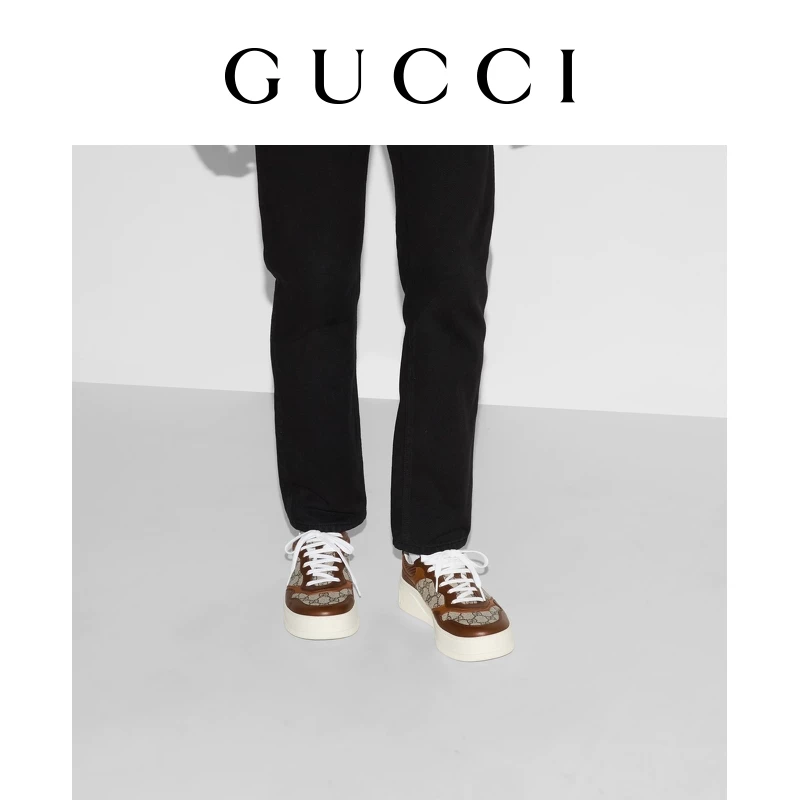 Кроссовки Gucci GG с утолщенной подошвой [бисквитные]