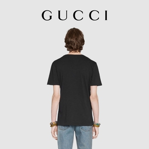 GUCCI古驰男士Gucci标识印花廓形T恤
