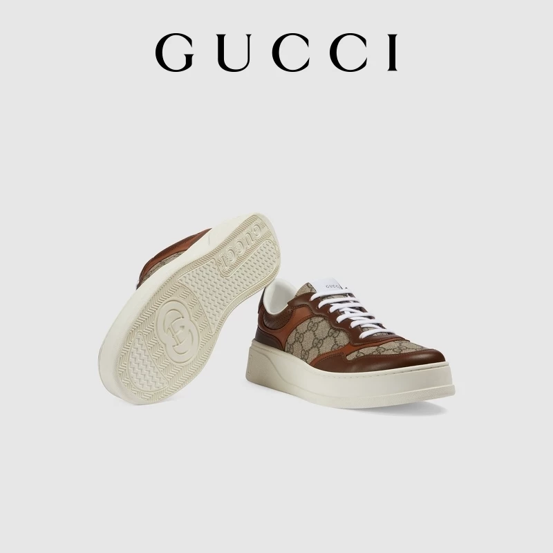 Кроссовки Gucci GG с утолщенной подошвой [бисквитные]