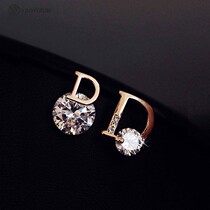 Letter stud earrings 2021 new fashion high-grade sense earrings for women sterling silver Korean temperament net red asymmetrical earrings