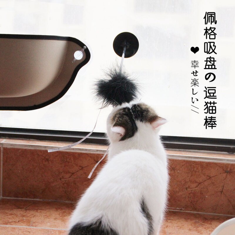New product Peg suction cup funny cat stick Feather Turkey hair bell Bottom suction cup can be fixed funny cat toy